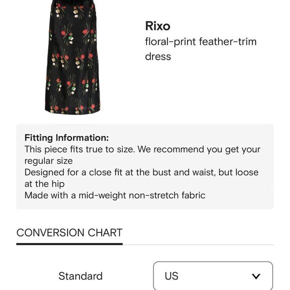 New Rixofloral-print feather-trim dress Sz-2 USA - Picture 15 of 15